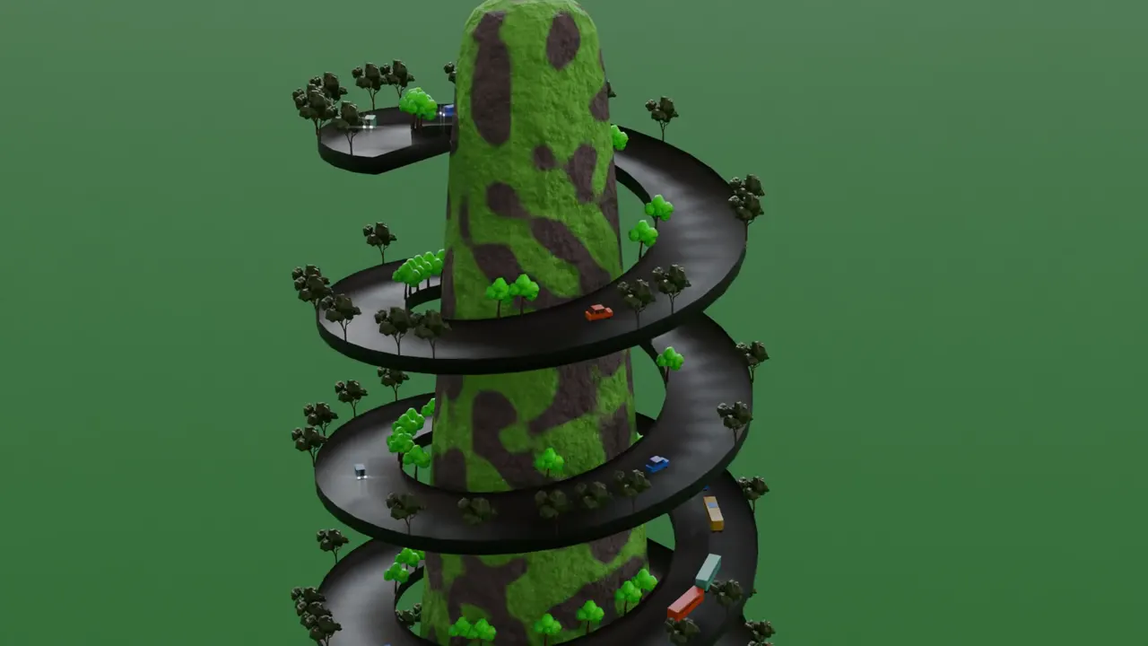 Low Poly Mountain Road — 3D animation by Pix and Poly